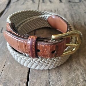 🔥BRIGHTON VTG Biege Woven Cord | Leather Croc Embossed |  Brass Buckle SZ 40